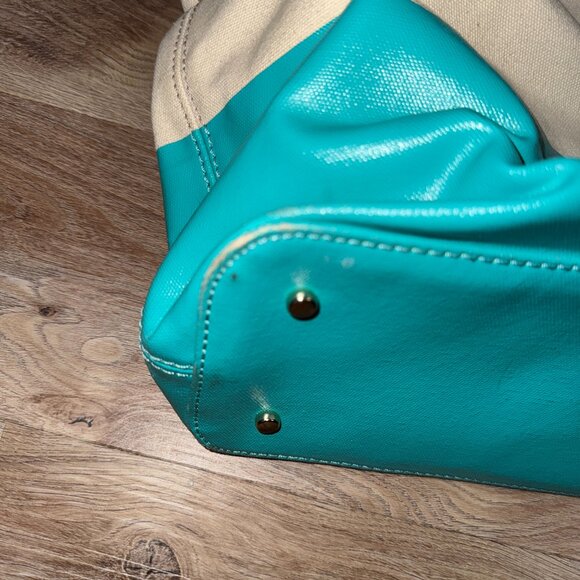 Kate Spade Tequila is Not My Friend Bacon Egg and Cheese Please Purse Tote Teal - Picture 11 of 16